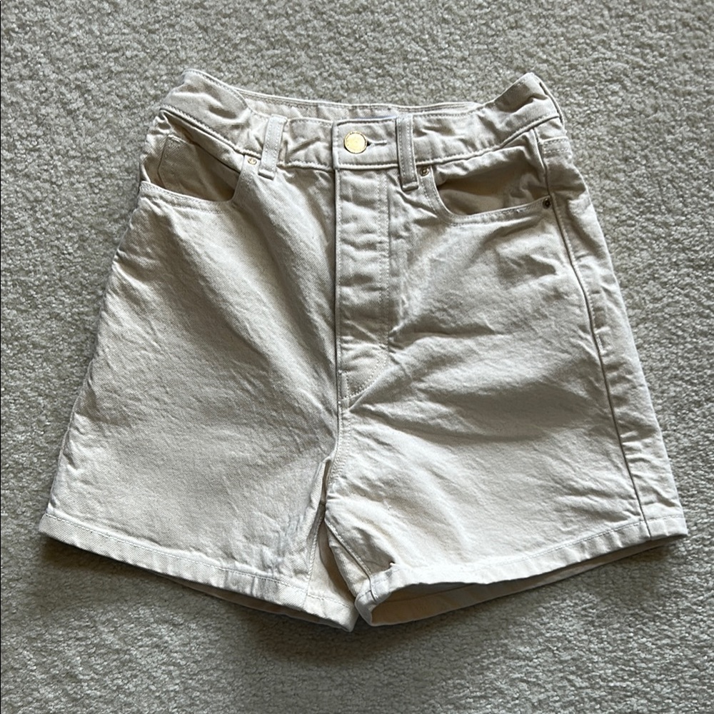 Zara High Waist Women Shorts - Cream